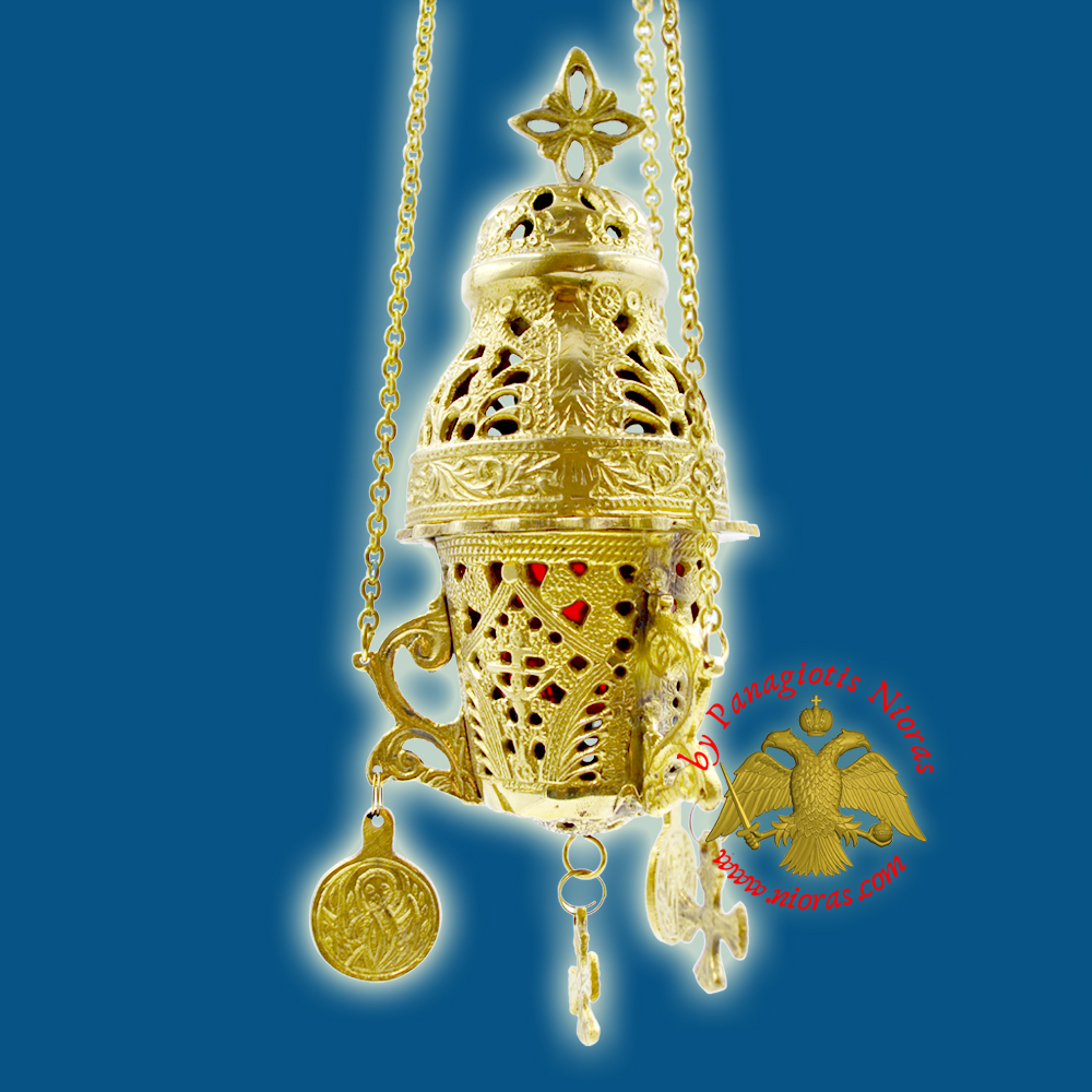 Hanging Brass Metal Vigil Oil Candle Gianiotino Style C' Gold Plated