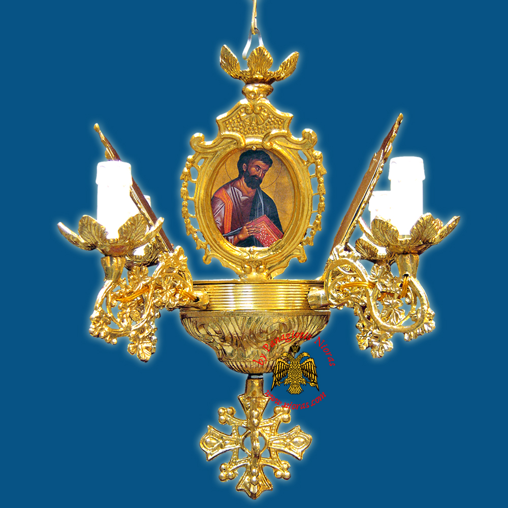 Church Chandelier Frames With Orthodox Icons 4 Electric Lights
