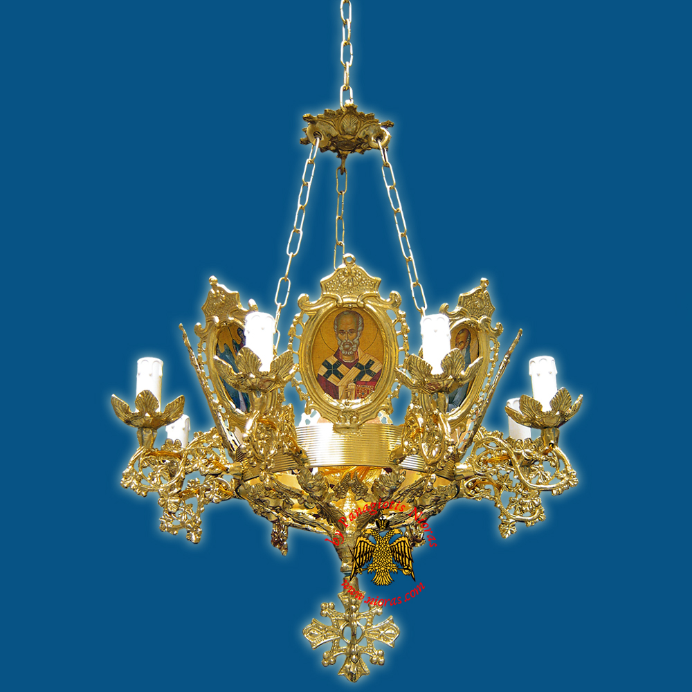 Church Chandelier Frames With Orthodox Icons 9 Electric Lights