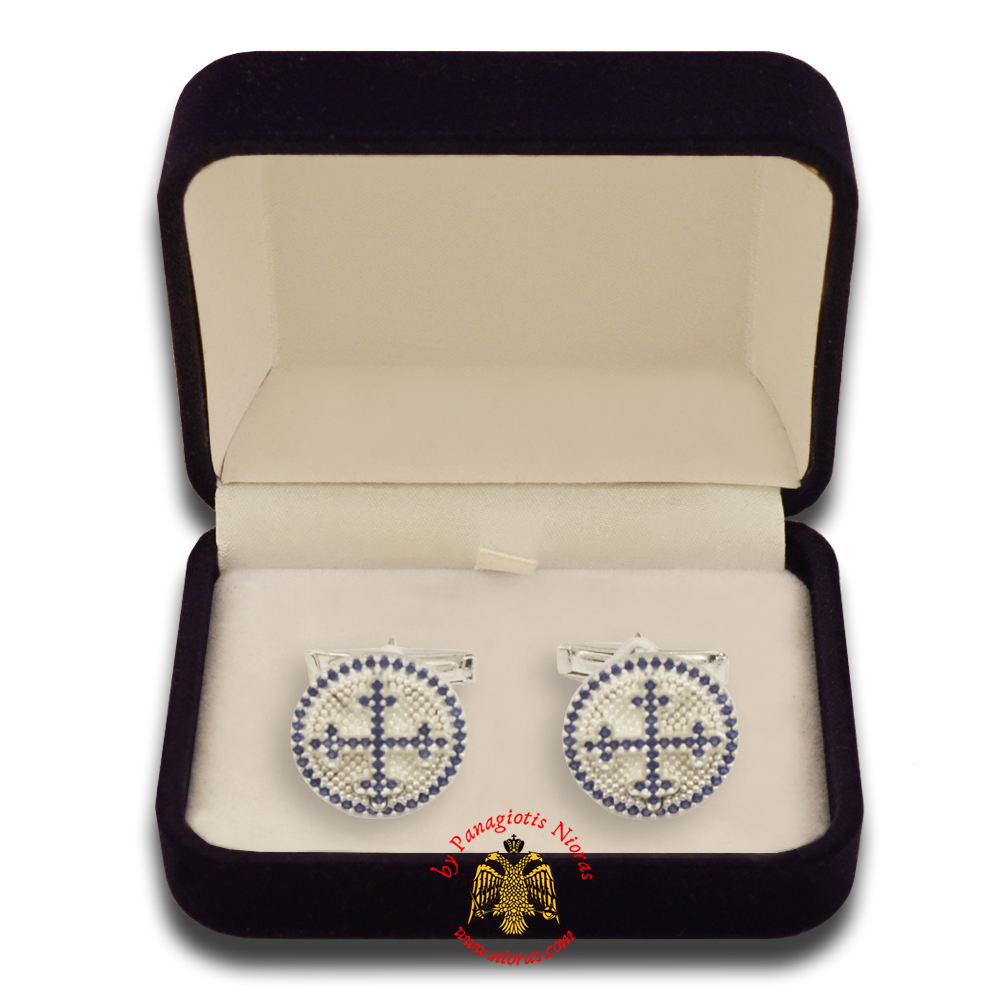 Orthodox Clerics Silver Cufflinks Design Cross with SemiPrecious stones A