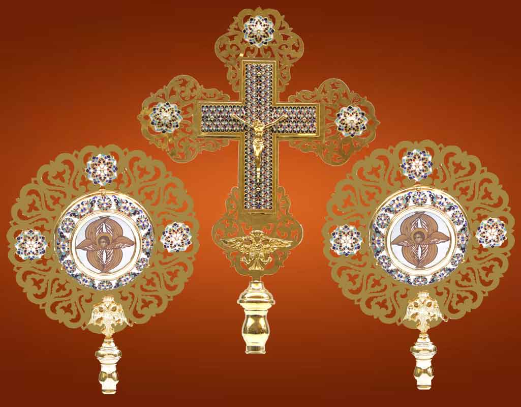 Ecclesiastical Exapterigon with Enamel Motives A' Set of 3
