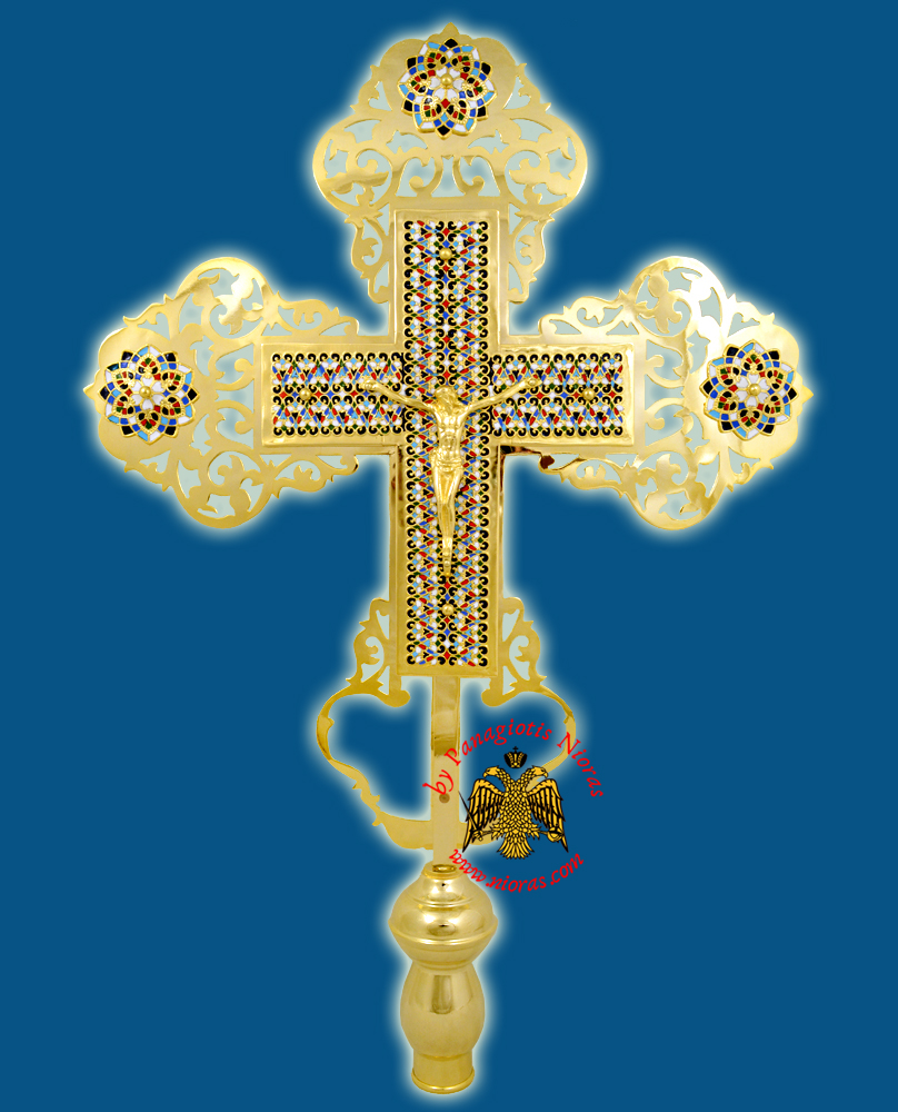 Ethiopian Coptic Orthodox Cross with Enamel Motives