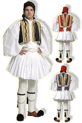 Euzonas Tsolias Black Male Traditional Dance Costume